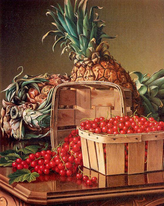Prentice, Levi Wells Still Life with Pineapple and Basket of Currants oil painting image